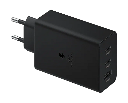 Samsung 65W Power Adapter Trio mit 2 USB-C-Ports und USB-A – Schwarz, Retail