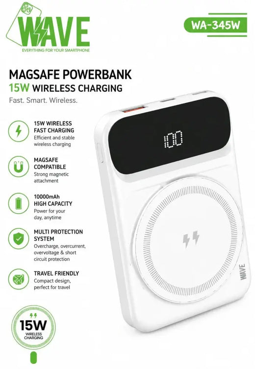 Wave WA-345W MagSafe-Powerbank – Kabelloses 15W-Schnellladen mit 10.000 mAh