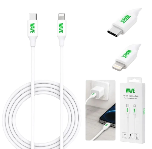 Wave WA-6 USB-C-auf-Lightning-Kabel 1 Meter – Schnellladen mit bis zu 20W (Weiß)
