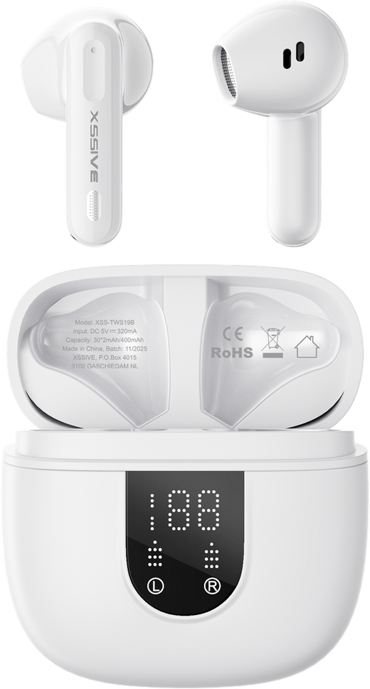 Xssive Wireless Earbuds with ENC+Display XSS-TWS19W - Wit