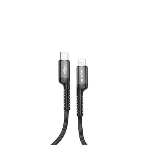 Rixus RXUC17L intrekbare USB-C naar Lightning spiraalkabel zwart – kabeldetail