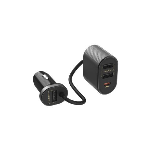 Durata DR2028 multi-poort autolader met USB en PD, geschikt voor het opladen van meerdere apparaten in de auto.