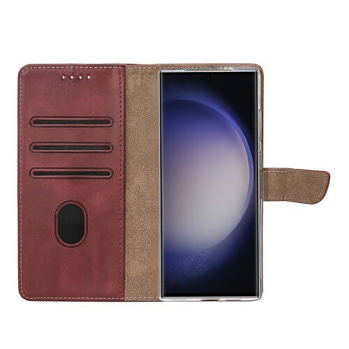 Rixus Bookcase für Samsung Galaxy S25 Ultra – Dunkelrot
