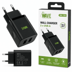 Wave WA-102 USB Wandlader 10.5W – 2x USB-A – Zwart - Laad Centrum