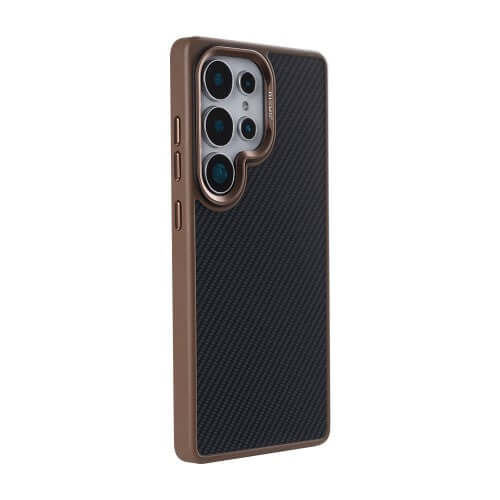 Rixus Mag Carbon Hülle für Samsung Galaxy S25 Ultra – MagSafe-kompatibel, Braun