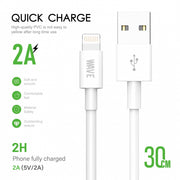 Wave WA-163 Lightning-Ladekabel 2 A, 30 cm – Weiß