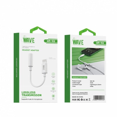 Wave WA-152 Lightning To 3.5 mm jack Adapter (wit) - Supports mic & music