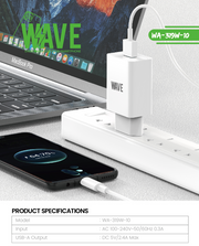 Wave WA-319W-10 USB-A-Ladegerät 12 W mit Micro-USB-Kabel – Weiß