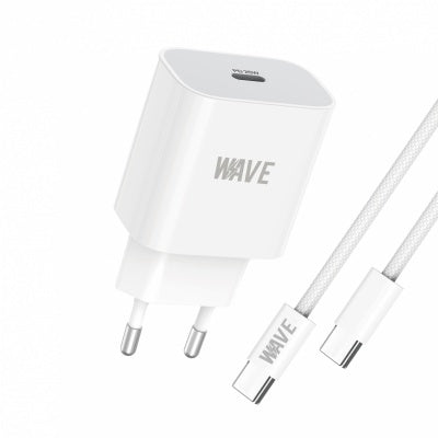 Wave WA-317W-20 USB-C-Ladegerät 25 W mit 1-m-USB-C-Kabel – Weiß