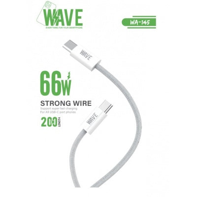 Wave WA-145 USB-C-auf-USB-C-Ladekabel 66 W, 2 m – Weiß