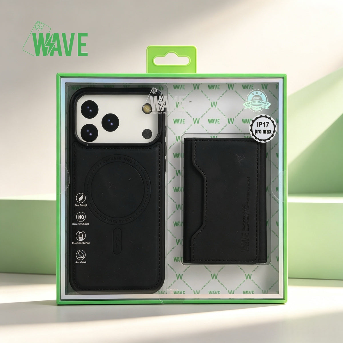 Wave MagSafe-Hülle mit Geldbörse iPhone 12 / 12 Pro - Schwarz