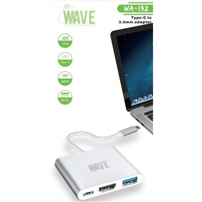 Wave WA-132 Multiport-Adapter USB-C auf HDMI+VGA+USB-C