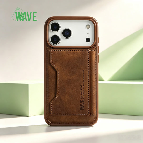 Wave MagSafe-Hülle mit Portemonnaie iPhone 12 / 12 Pro - Braun