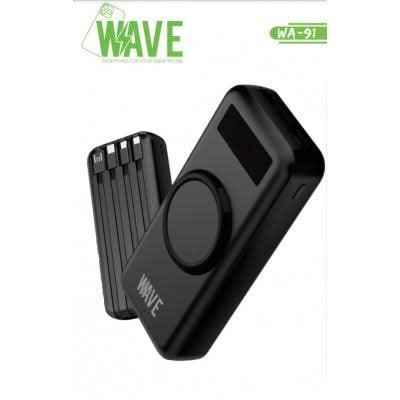 Wave WA-91 MagSafe Powerbank 20000mAh – Draadloos Opladen met 4 Geïntegreerde Kabels – Zwart