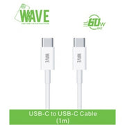 Wave WA-59 USB-C-auf-USB-C-Ladekabel 60 W, 1 m – Weiß
