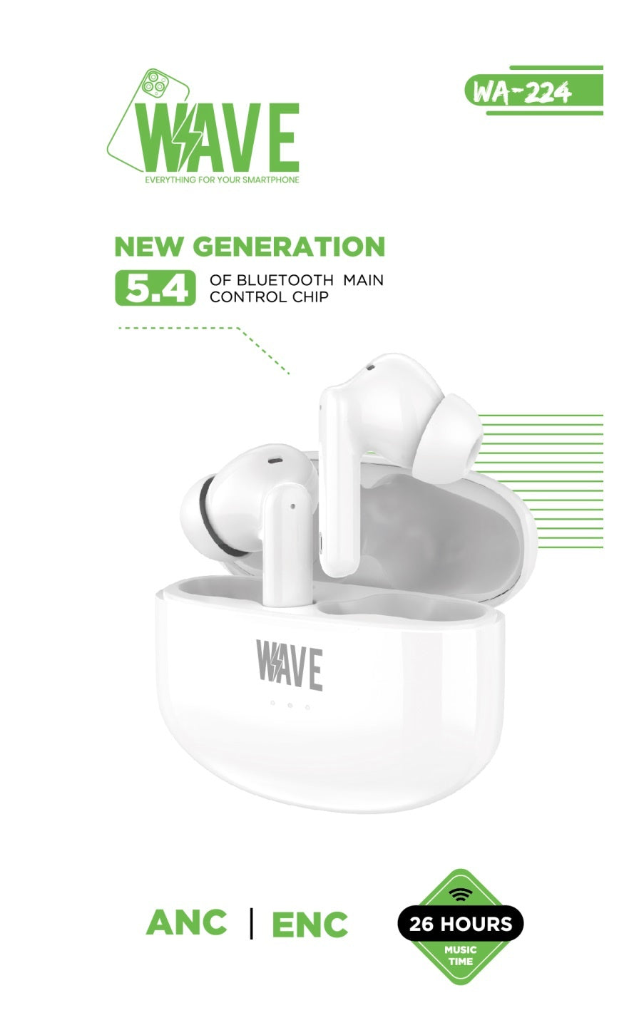 Wave WA-224 Wireless Bluetooth Headset With ANC+ENC Noise (wit)