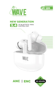 Wave WA-224 Wireless Bluetooth Headset With ANC+ENC Noise (wit)