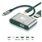 Wave WA-130 Adapter 4-in-1 USB-C auf HUB PD HDMI+VGA+USB