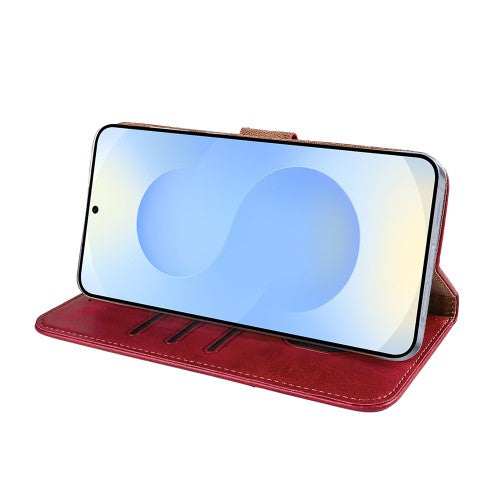 Rixus Bookcase für Samsung Galaxy S25 Edge – Dunkelrot
