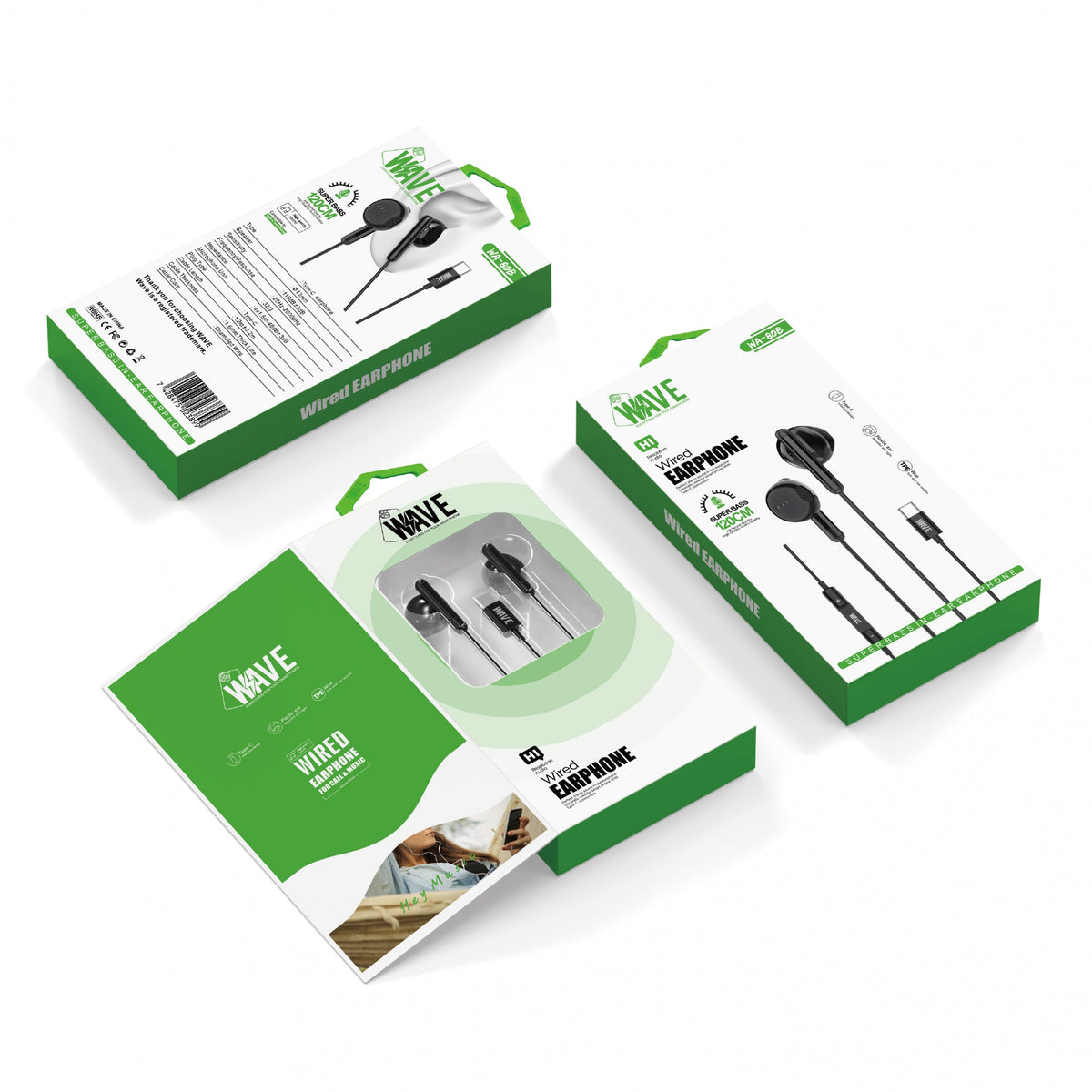 Wave WA-80B Wired Ear Phone Type-C (zwart)