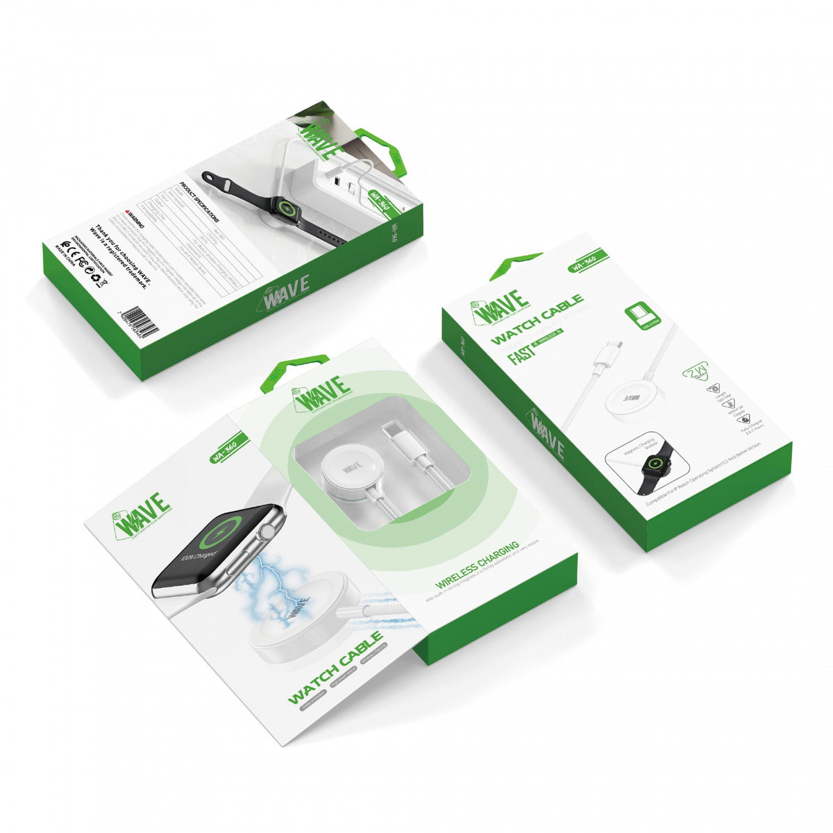 Wave WA-360 magnetisches USB-C-Ladekabel für Apple Watch – Weiß