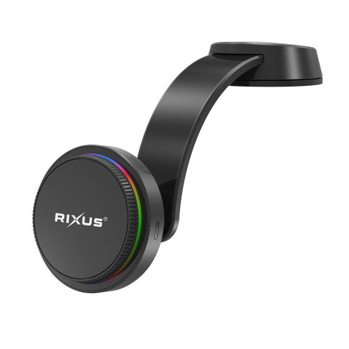 draadloze autotelefoonhouder met koeling van Rixus, ontworpen voor veilig opladen in de auto.