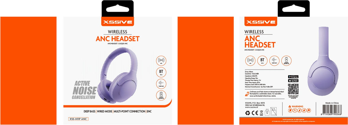 Xssive Wireless ANC Headset XSS-H11P ANC - Lila