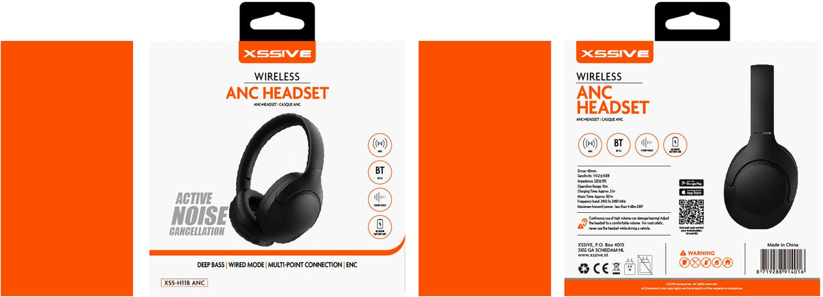 Xssive Wireless ANC Headset XSS-H11B ANC - Schwarz