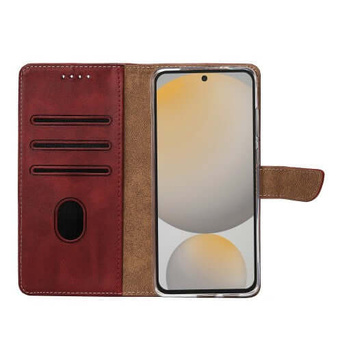 Rixus Bookcase für Samsung Galaxy S24 FE – Dunkelrot