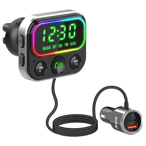 Rixus RXBT55 2-in-1 Bluetooth FM-transmitter & Auto-adapter – Zwart