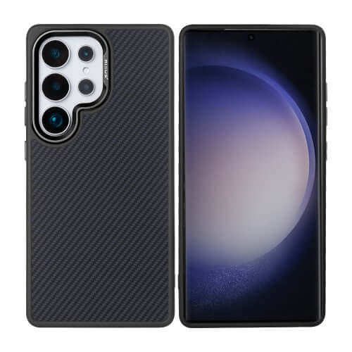 Rixus Mag Carbon Hülle für Samsung Galaxy S25 Ultra – MagSafe-kompatibel, Titanschwarz