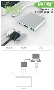 Wave WA-132 Multiport-Adapter USB-C auf HDMI+VGA+USB-C