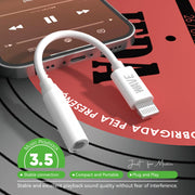 Wave WA-326 Lightning to Aux Adapter jack 3.5 mm | (Just Music) (wit)