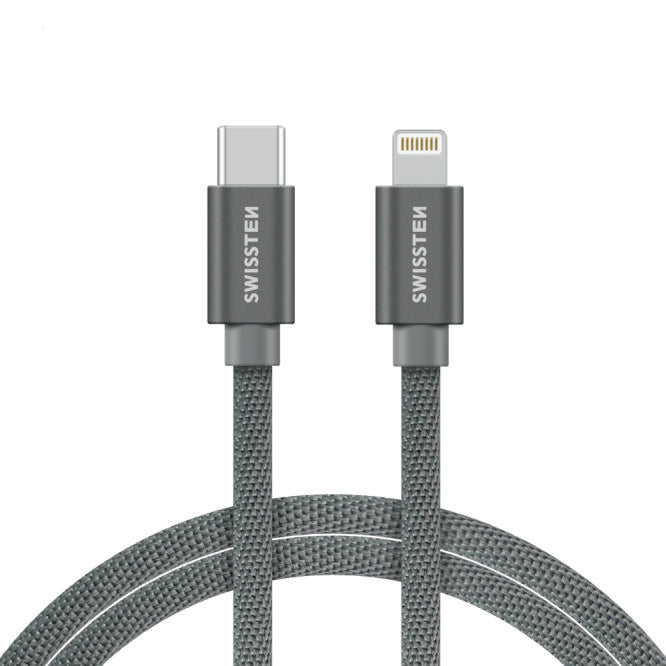 Swissten Textile USB-C naar Lightning Kabel – Stijlvol, Functioneel en 2 Meter Lang