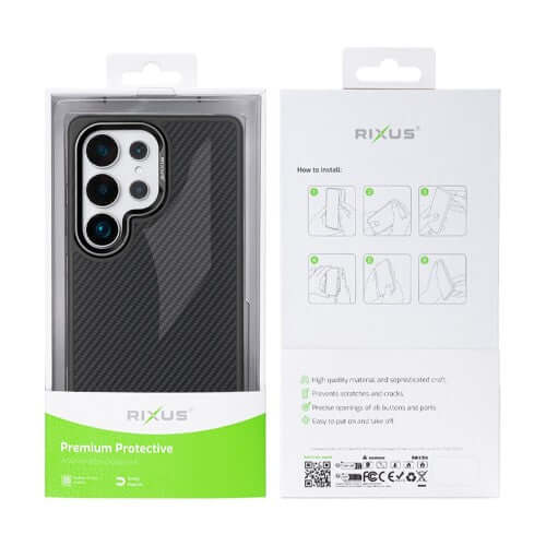 Rixus Mag Carbon MagSafe-kompatible Hülle für Samsung Galaxy S26 Ultra – Schwarz