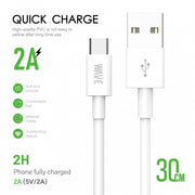 Wave WA-162 USB-C-Ladekabel 2 A, 30 cm – Weiß