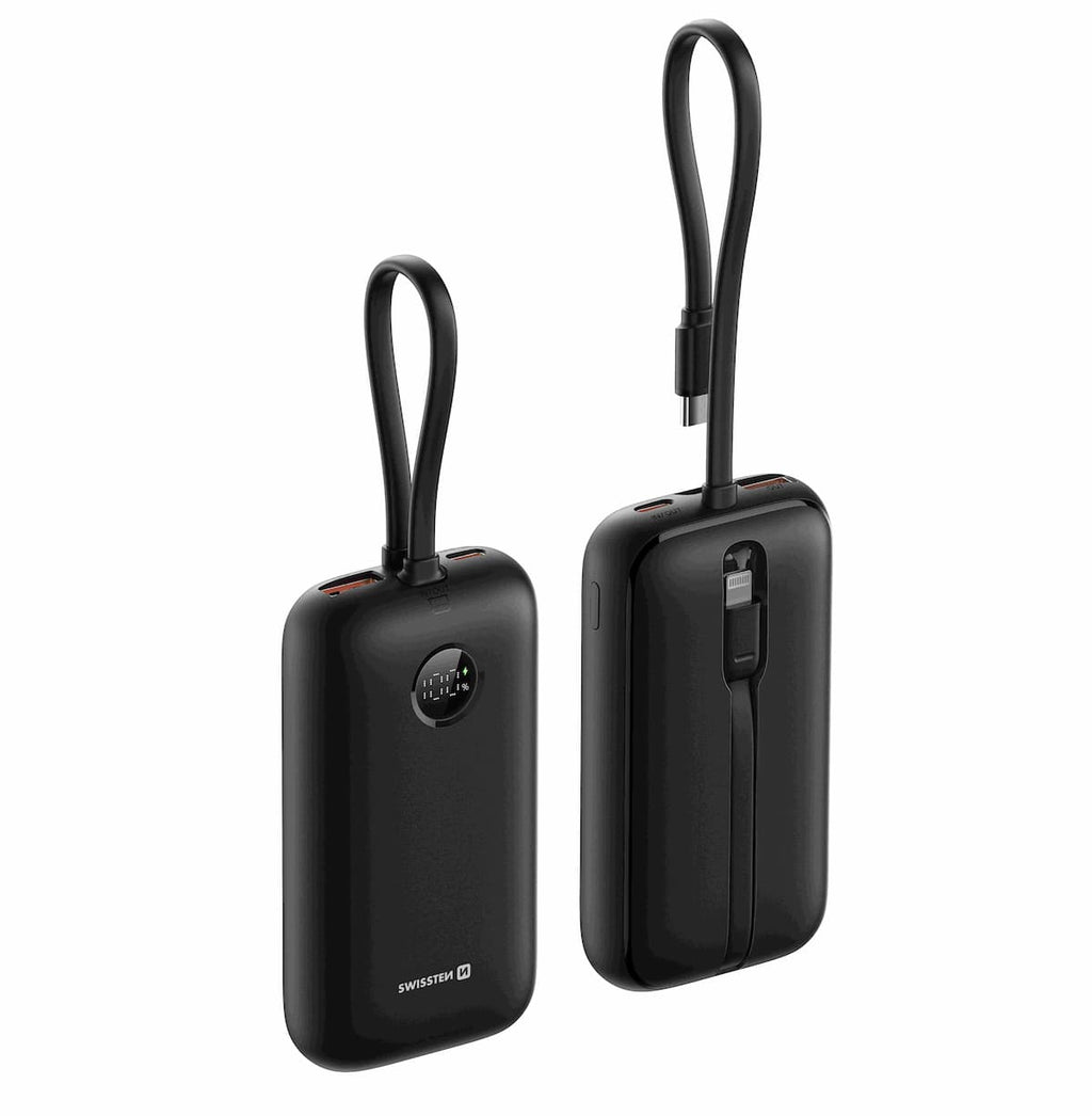 Swissten VoltBox Powerbank 35W – 10.000 mAh – USB-C & Lightning – Zwart - Laad Centrum