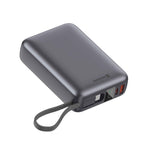 Swissten Powerbank 45W – 20.000 mAh – Ingebouwde USB-C Kabel – Zilver