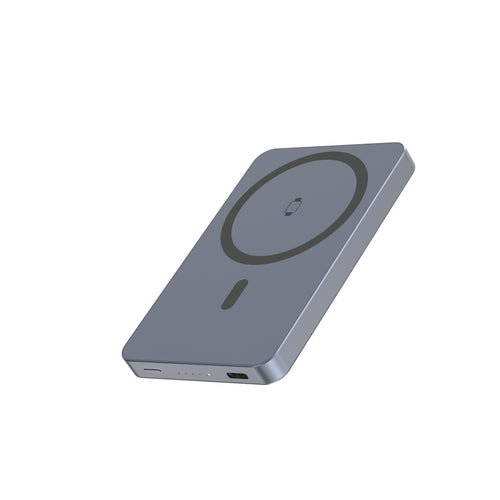 Swissten Fusion MagSafe Powerbank – Draadloze 5.000 mAh Powerbank in Zilver - Laad Centrum