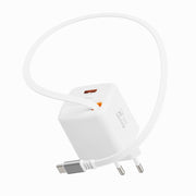 Swissten SlideCharge 45W Ladegerät mit einziehbarem USB-C-Kabel – Weiß