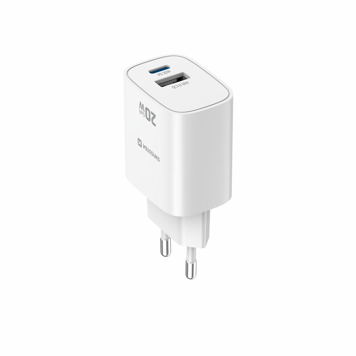 Swissten Edge 20W USB-C- und USB-A-Ladegerät – Weiß – 22071713