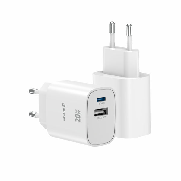 Swissten Edge 20W USB-C- und USB-A-Ladegerät – Weiß – 22071713