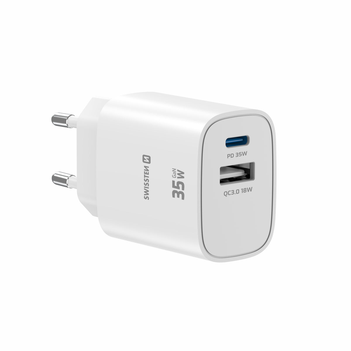 Swissten Edge 35W USB-C- und USB-A-Ladegerät – Weiß – 22071717