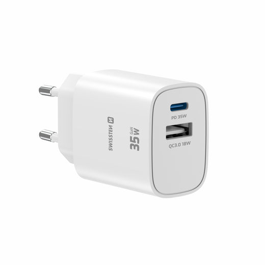 Swissten Edge 35W USB-C- und USB-A-Ladegerät – Weiß – 22071717