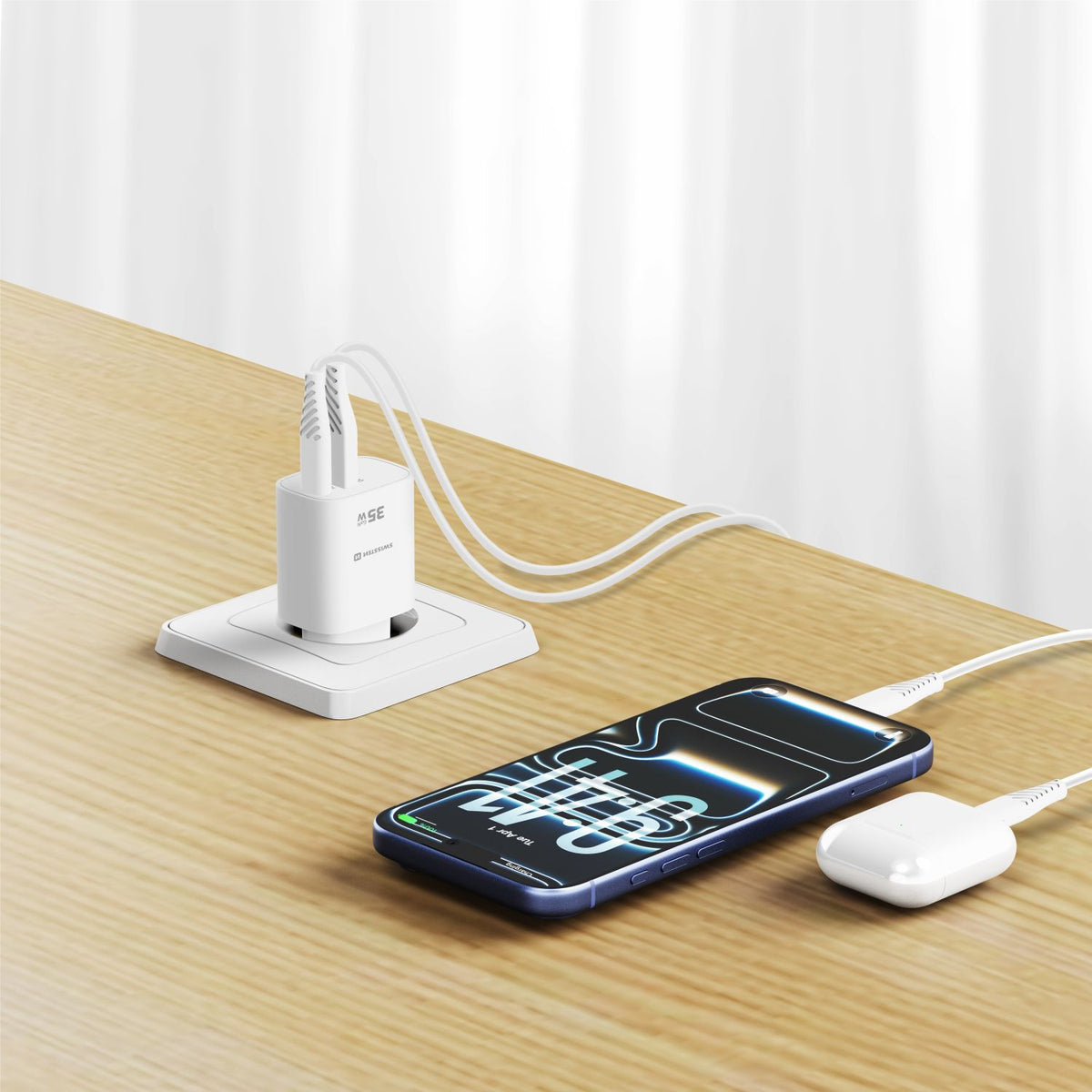 Swissten Edge 35W USB-C- und USB-A-Ladegerät – Weiß – 22071717