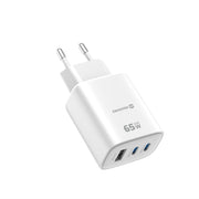 Swissten Edge 65W GaN-Ladegerät mit 2 USB-C-Ports und USB-A – Weiß
