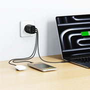 Swissten Edge 65W GaN-Ladegerät mit 2 USB-C-Ports und USB-A – Schwarz