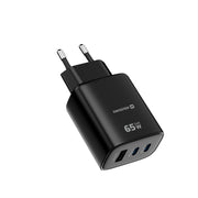 Swissten Edge 65W GaN-Ladegerät mit 2 USB-C-Ports und USB-A – Schwarz