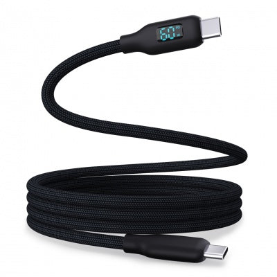 Wave WA-448B USB-C-auf-USB-C-Nylon-Datenkabel, 1 m – Schwarz
