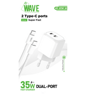 Wave WA-253-20 35-W-Ladegerät mit zwei USB-C-Ports und Kabel – Weiß